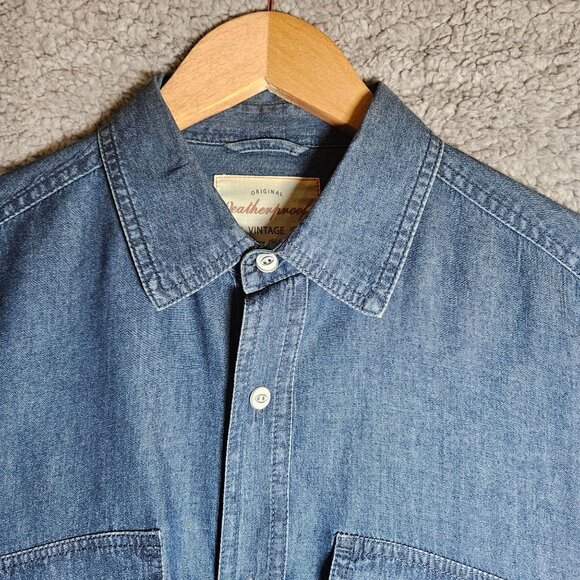 Weatherproof Vintage Men's Denim Long Sleeve Button-Up Shirt Casual Business - Picture 11 of 13